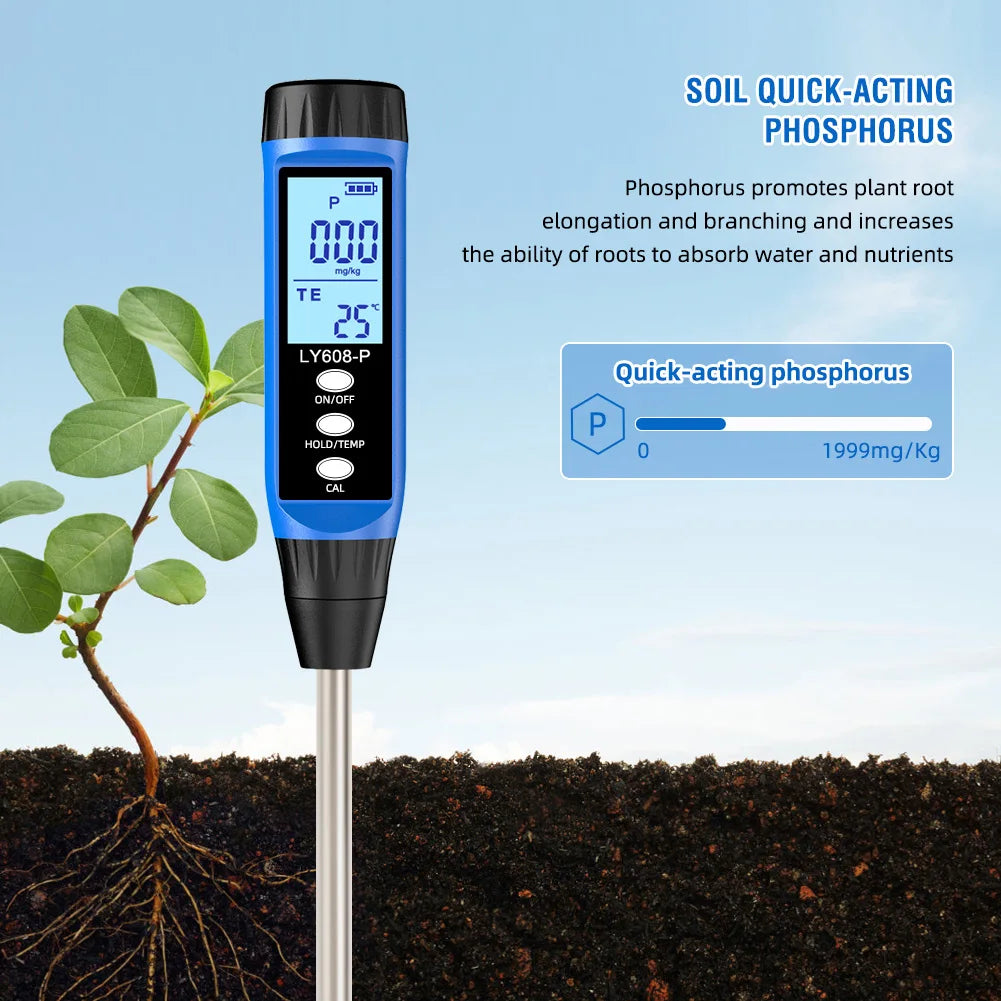 Soil Nutrient Tester Digital Soil Phosphorus Meter Soil Nutrient Tester Phosphorus Temperature Tester for Gardens Orchard Peaceful Pleasures Health and Wellness