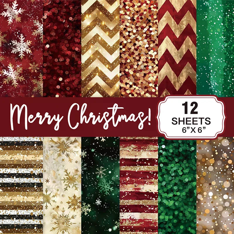 Christmas Scrapbook Paper Pad 6x6 | 12 Sheets 160gsm Acid-Free Scrapbook Paper Pad Peaceful Pleasures Health and Wellness