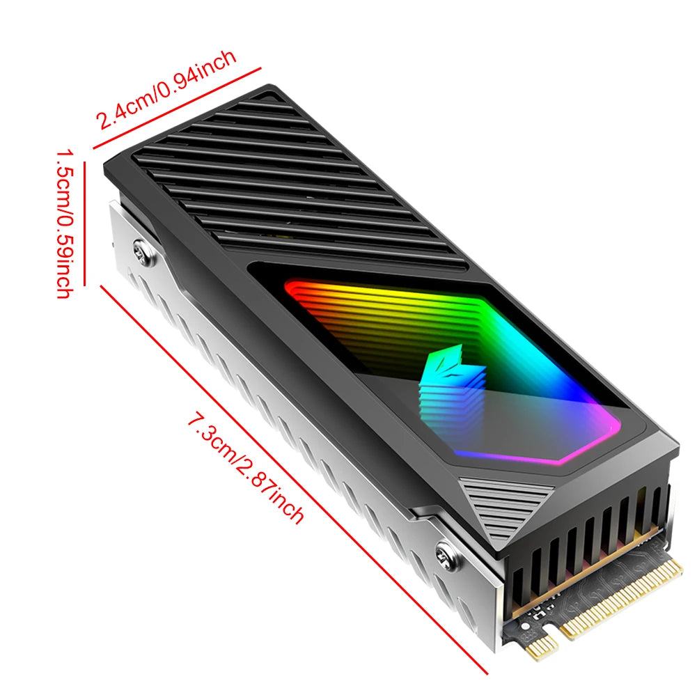 M.2 2280 SSD Heatsink Heat Sink Cooler with Thermal Silicone Pad 5V 3 Pin ARGB SSD Cooler Built-in Fan M.2 Radiator for M.2 2280 Peaceful Pleasures Health and Wellness