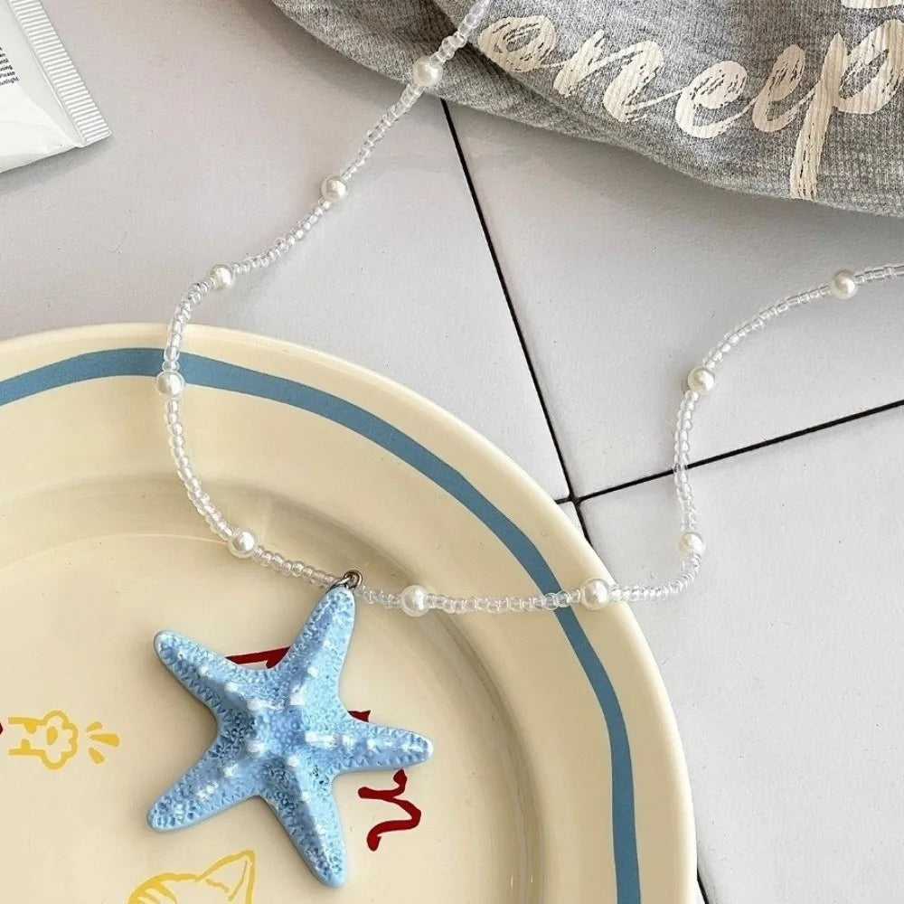 Bohemian Starfish Beaded Necklace | Colorful Beach Jewelry Pendant Necklace Peaceful Pleasures Health and Wellness