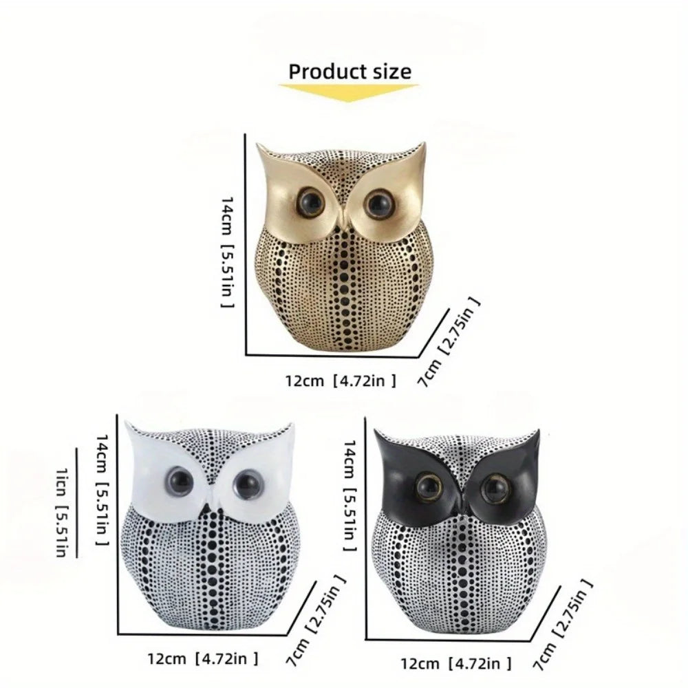 Resin Owl Statue – Black Owl Sculpture for Home & Office Decor