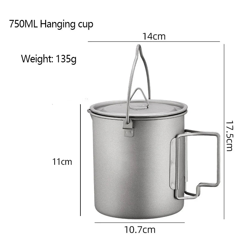 Pure Titanium Folding Camp Mug – Lightweight 220–750ml Cup