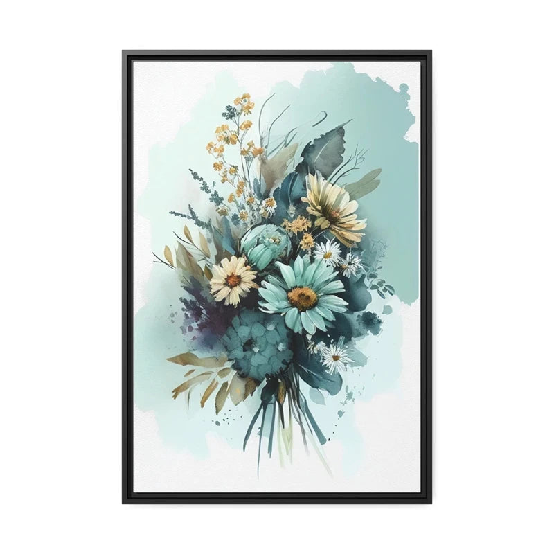 Colorful Flowers Watercolor Canvas Wall Art Print | Unframed