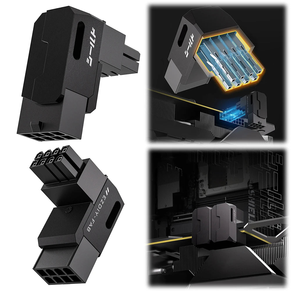 8-Pin PCIe GPU Power Adapters Head Power Steering Connector Power Right Angle Elbow Adapter for Desktop PC Graphics Card Peaceful Pleasures Health and Wellness