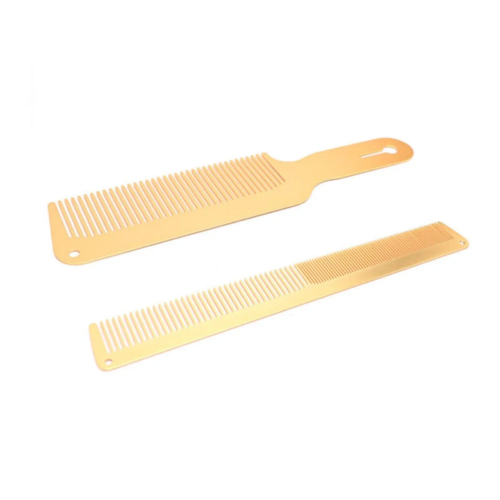 3pcs/Set Plating Gold Hair Clipper Cutting Comb And Brush Set Colorful Barber Comb Neck Duster Brush Set For Barbermen Tools Peaceful Pleasures Health and Wellness 2PCS
