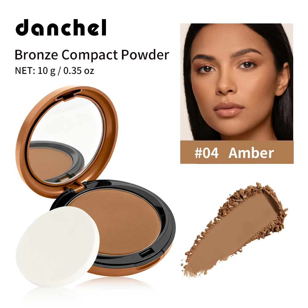 Bronze Compact Powder Long-Lasting Smooth Matte Bronze Finish Natural Brightening Conceal Flaw Even Skin Tone Powder With Mirror Peaceful Pleasures Health and Wellness Amber
