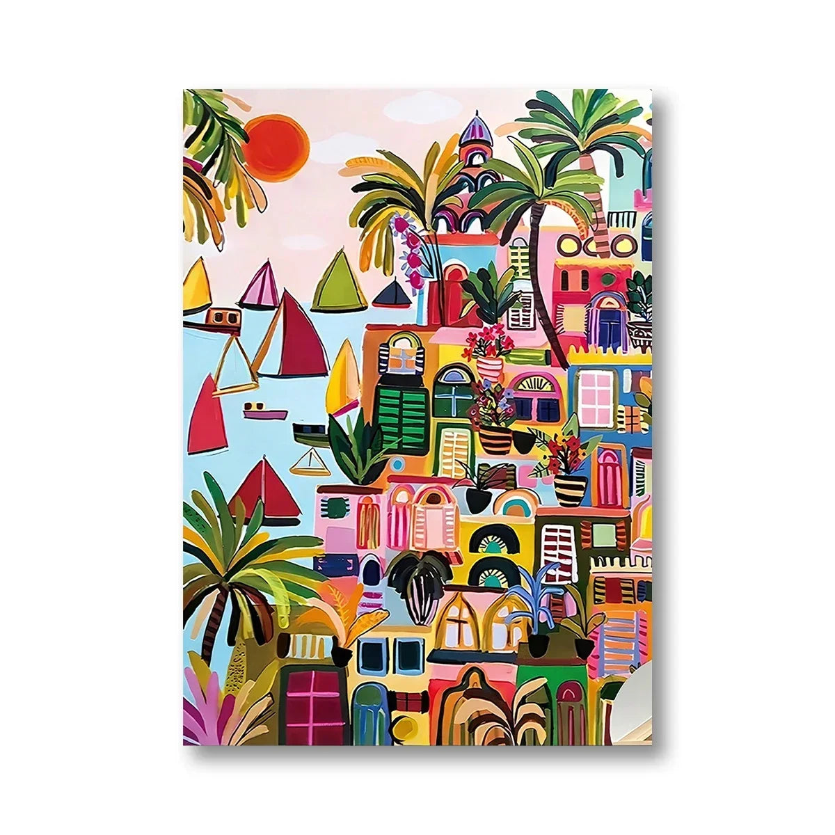 Modern Color Mediterranean Landscape Wall Art, HD Canvas Print Poster, Suitable for, Home, Living Room, Room, Office Decorati Peaceful Pleasures Health and Wellness CT10099 40x50cm Unframed