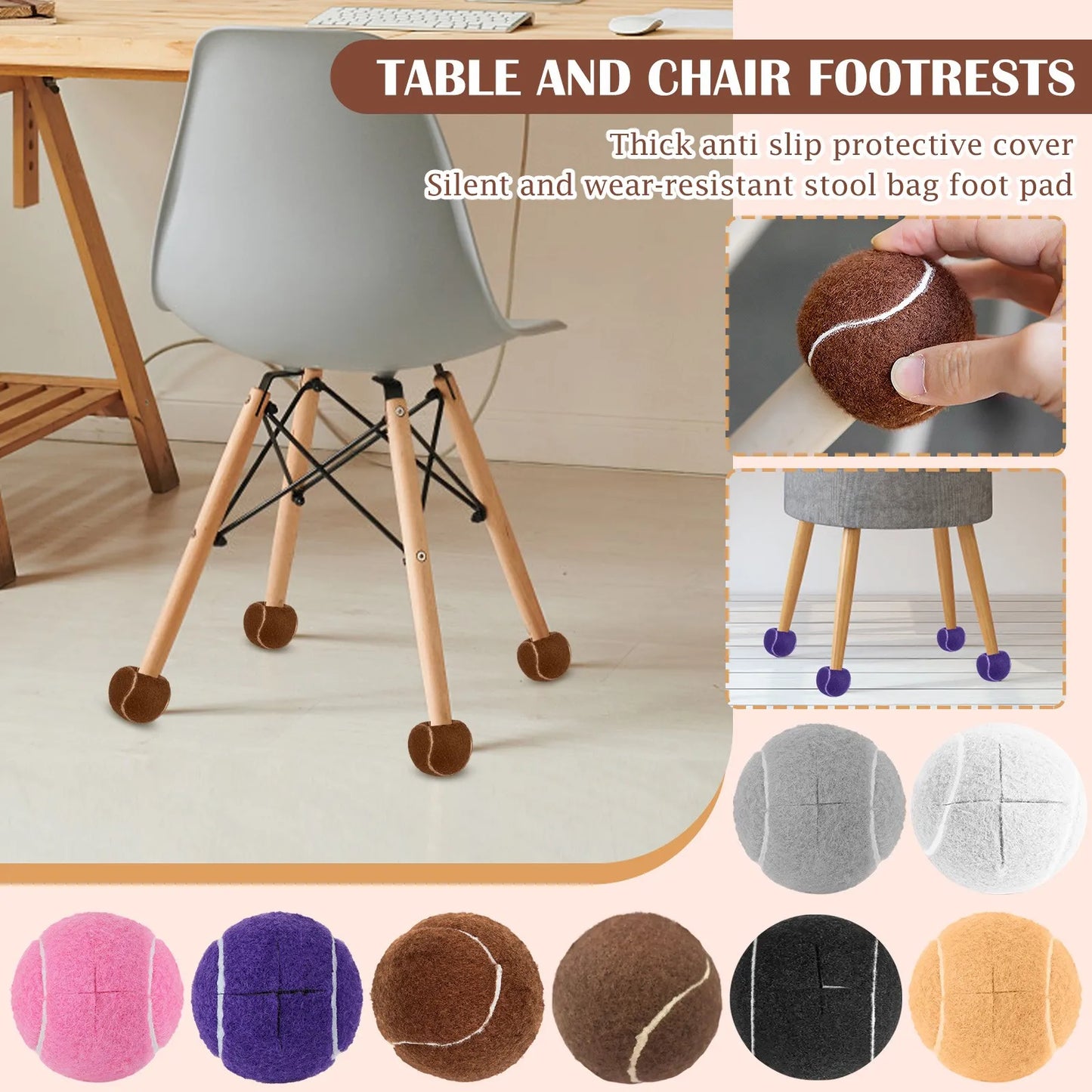 Tennis Ball Chair Leg Covers – Anti-Slip Floor Protectors