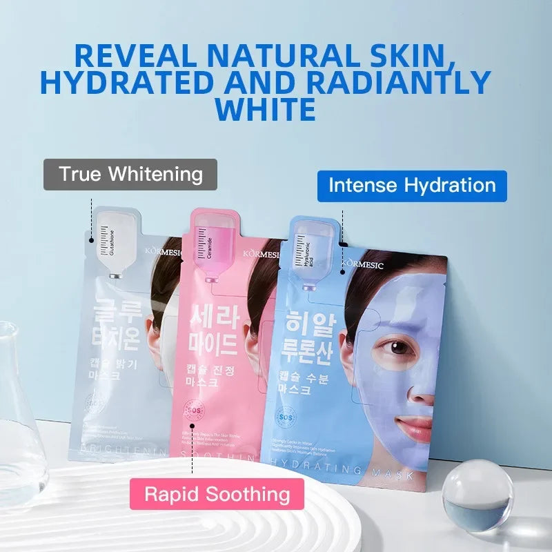 BIOAOUA Hyaluronic Acid Ceramide Glutathione Face Mask 5pc
