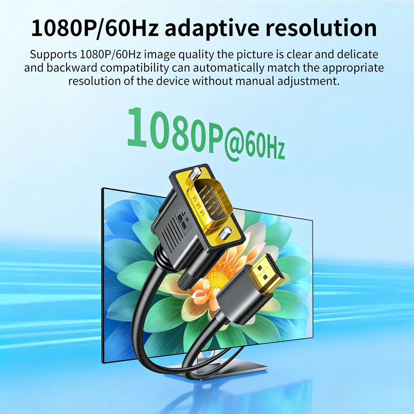 1080P HDMI Male to VGA Male Converter HDMI Input To VGA Output Cable for PC Laptop Monitor Projector PS4 PS5 Xbox Switch TV Box Peaceful Pleasures Health and Wellness
