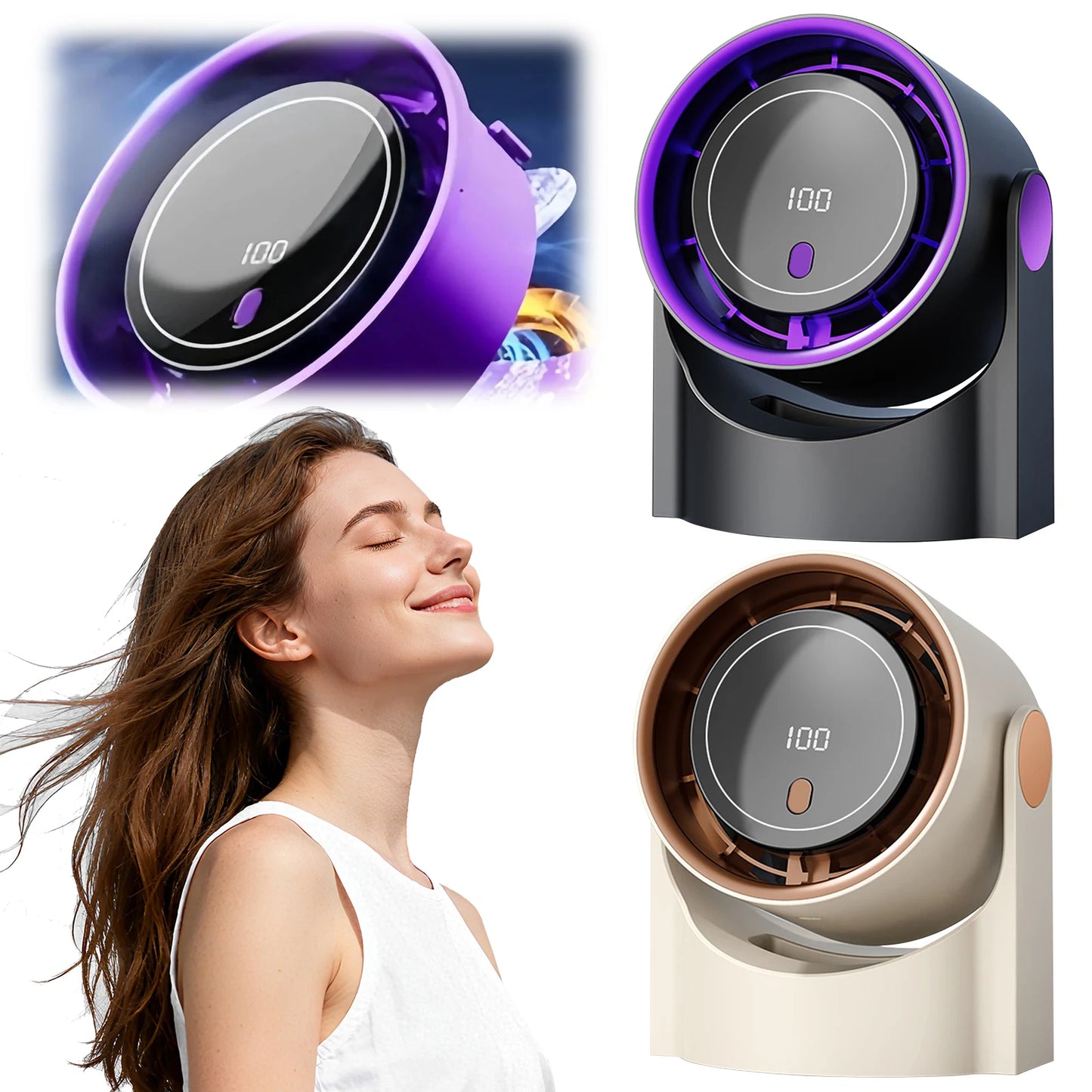 Air Circulation Fan Small USB-Powered Charging Desktop/hanging Fan Quiet No-Drill Wall-Mount for Home Kitchen and Bathroom Peaceful Pleasures Health and Wellness