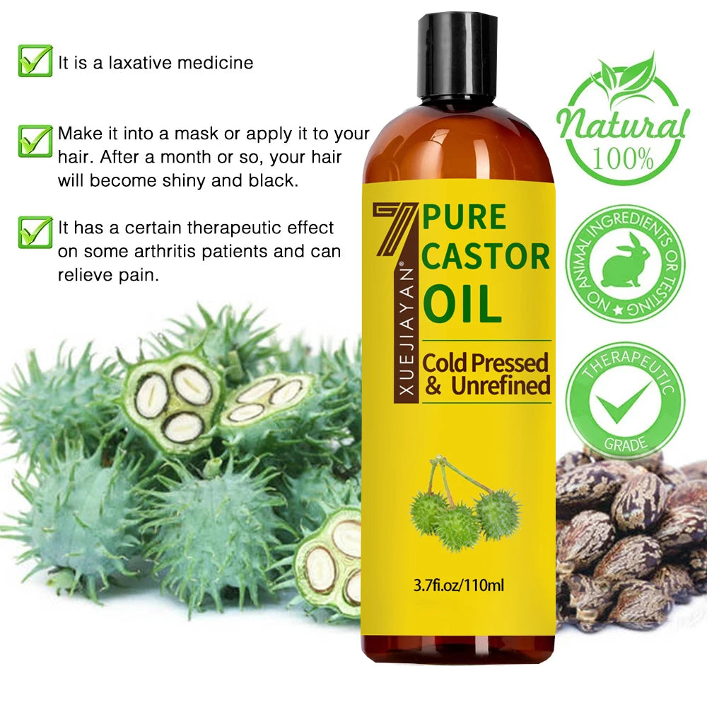 100% Pure And Castor Oil For Eyelashes Hair Growth, And Eyebrows - Carrier Oil For Essential Oils, Aromatherapy And Massage Peaceful Pleasures Health and Wellness
