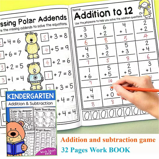 32-Page Math Workbook Preschool Kindergarten Students Addition Peaceful Pleasures Health and Wellness