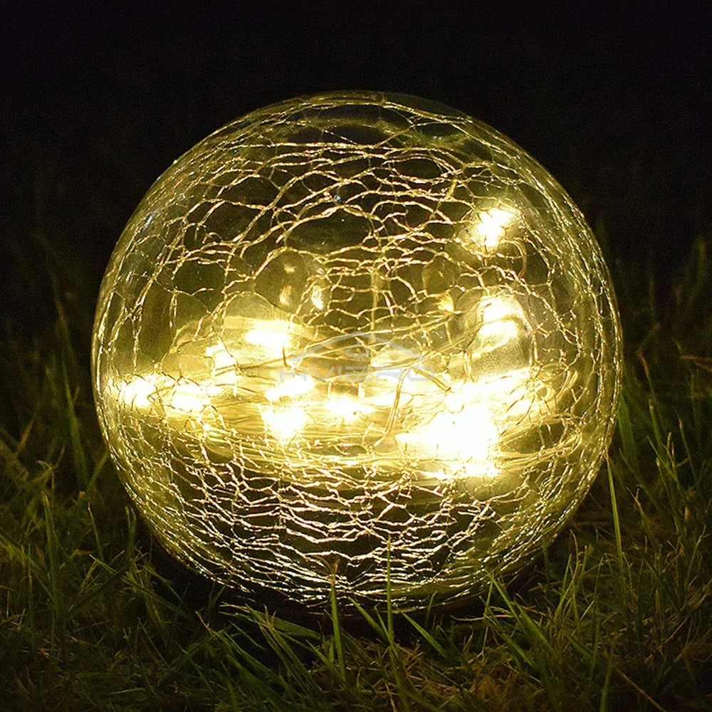 Solar Crackle Glass Ball LED Garden Light | IP65 Waterproof