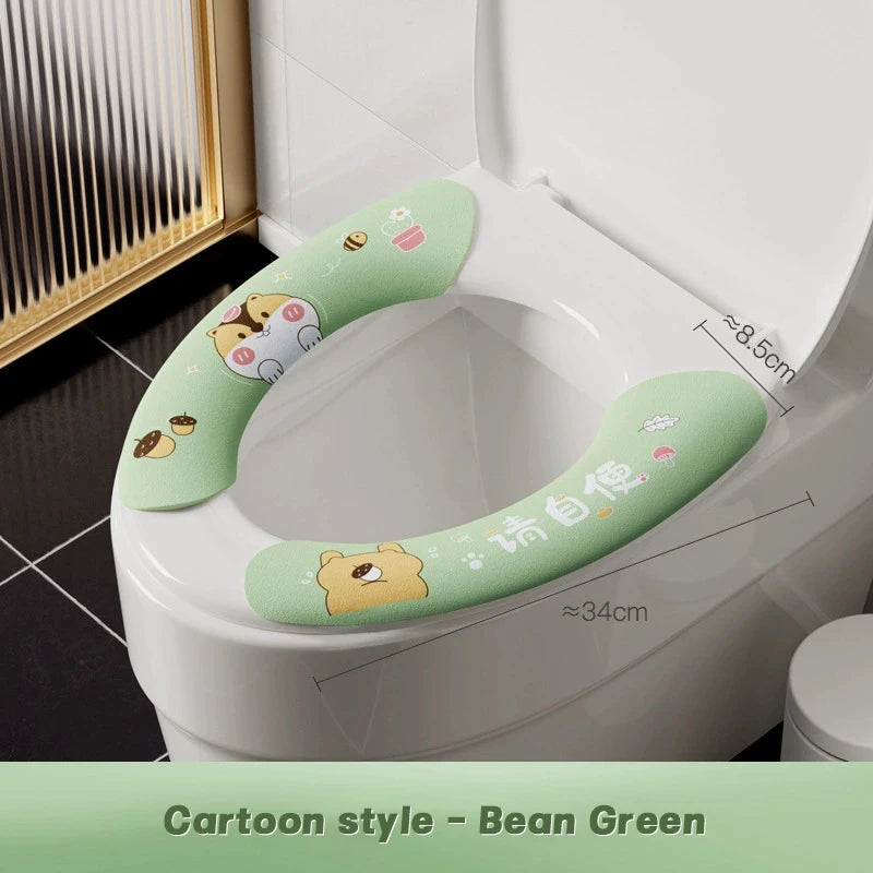 Cartoon Toilet Seat Cover Cushion – Soft Washable Plush Pad (1 Pair)