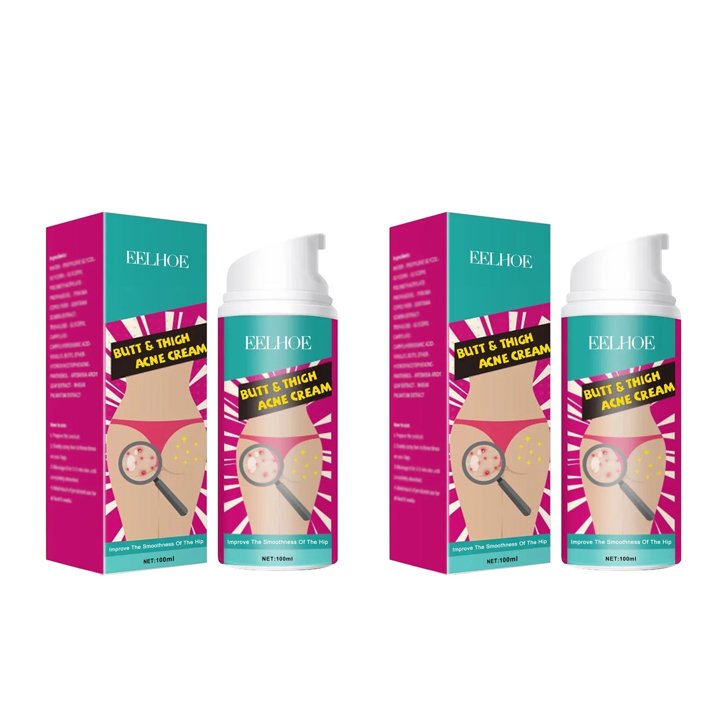 Butt Thigh Acne Cream Remove Pimples Moisturizing Clarifying Brightening Smoothing Skin Care Thigh Acne Removal Cream Peaceful Pleasures Health and Wellness 2 x 100ml Boxed