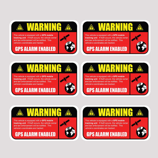 6Pack GPS tracking sticker vehicle anti theft security window decal caution warning 3x1.5in Peaceful Pleasures Health and Wellness Default Title