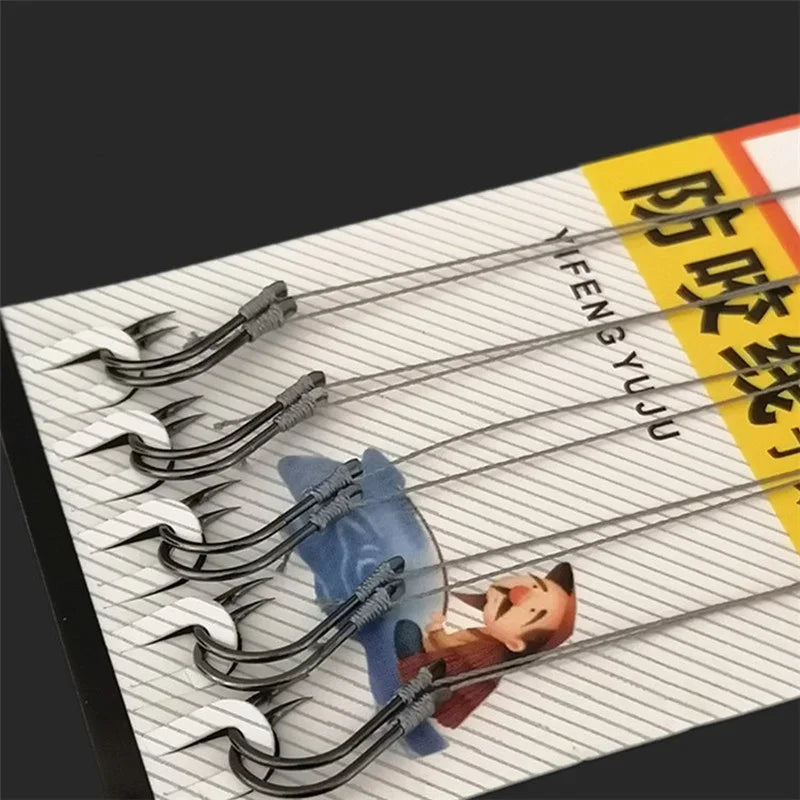 50 Hooks Fishs Tool Tied Good Strong Horse Line Double Hook Pair