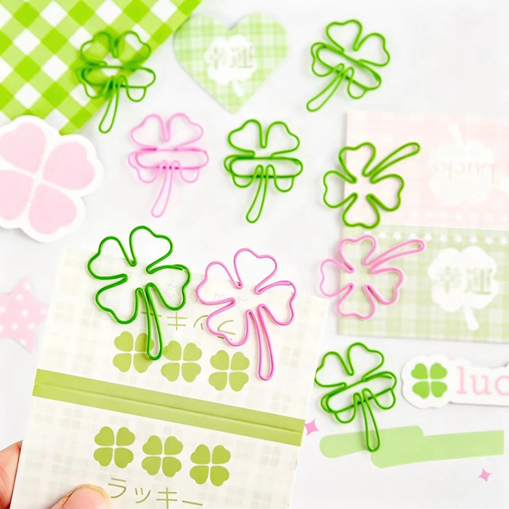 20 Clover Paper Clips Bookmark Macaron Colored Office Data Storage