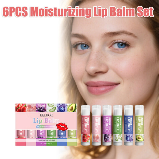 6-Piece Moisturizing Lip Balm Set – Beeswax & Fruit Extracts