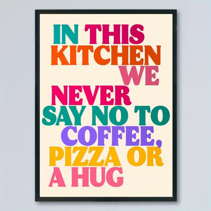 1pc "In This Kitchen" Canvas Poster Humorous Coffee Lover Quote,Unframed Wall Art Decor Vintage Style, Indoor Use, Kitchen Decor Peaceful Pleasures Health and Wellness