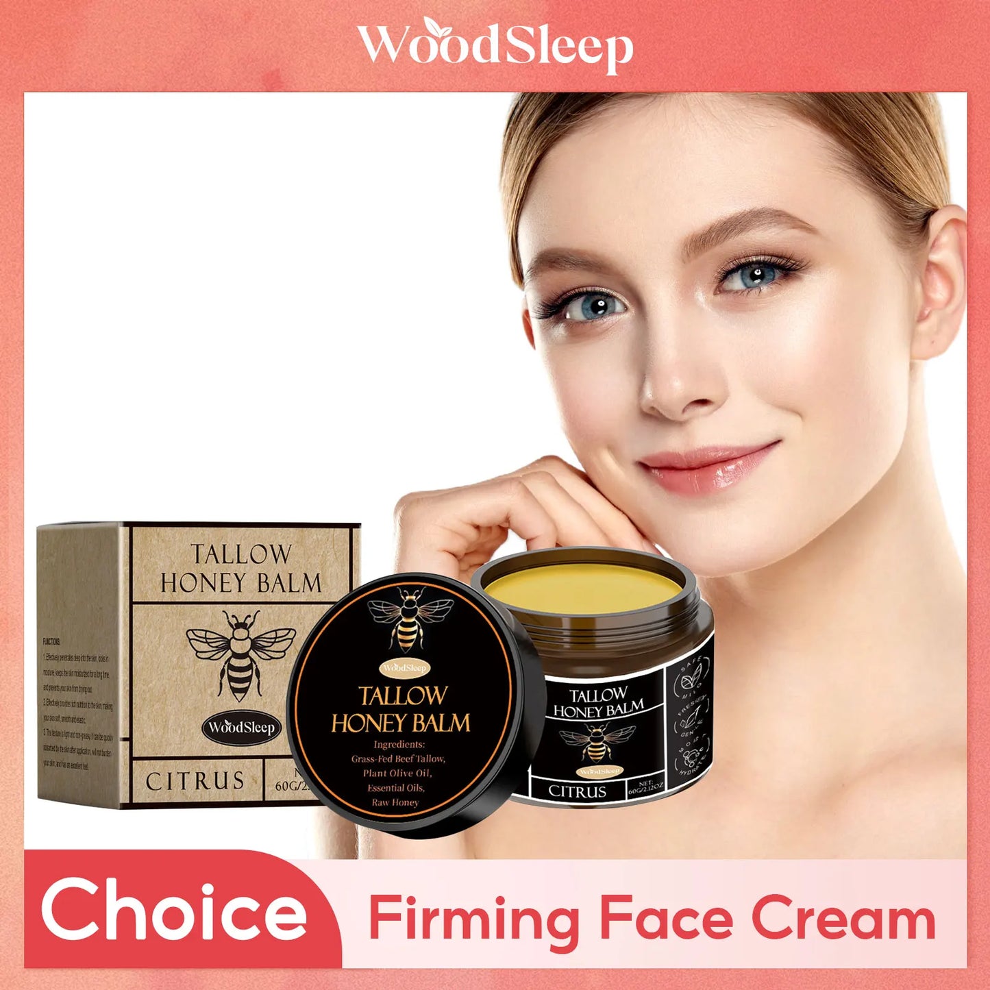 WOODSLEEP Tallow & Honey Hydrating Face Balm – 60g Cream