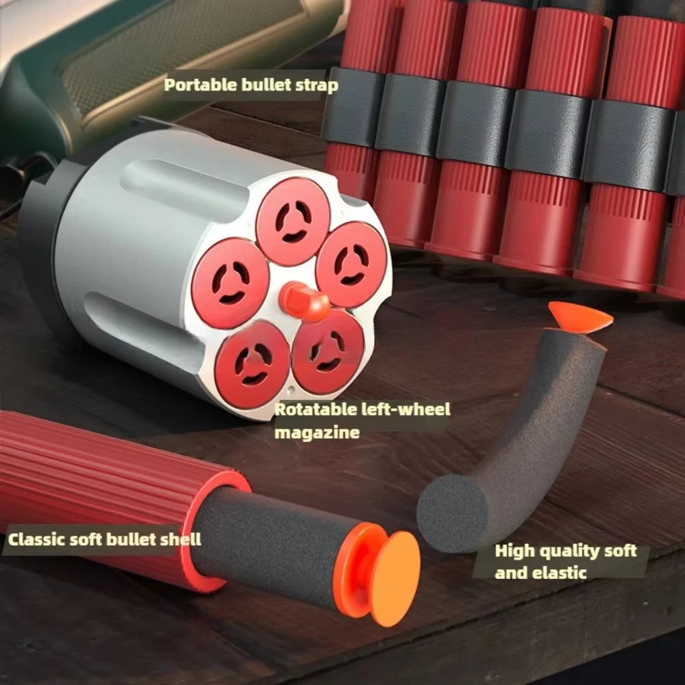 Manual Revolver Airsoft Rifle Toy Gun with Shell-Throwing Soft Bullets Outdoor CS Shotgun Model for Kids Birthday Gift Peaceful Pleasures Health and Wellness