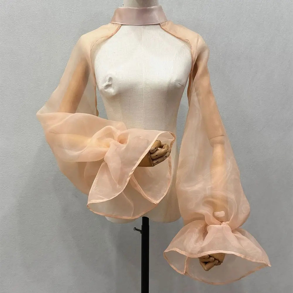 Puffy Bridal Detachable Sleeves | Ruffle Transparent Cape Shawl