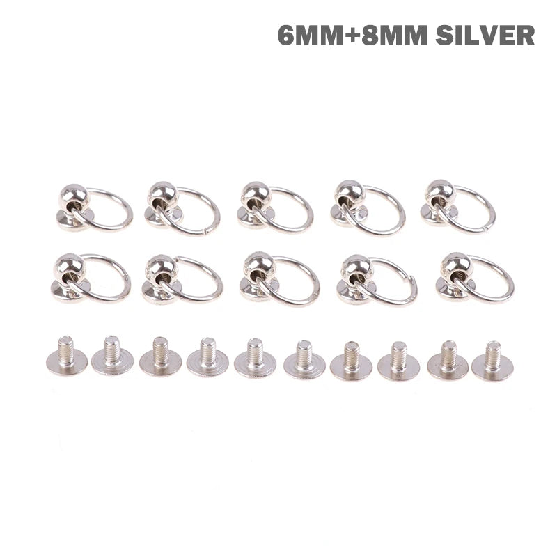 8mm Metal O-Ring Screwback Rivets – 10pcs for Bags & Crafts