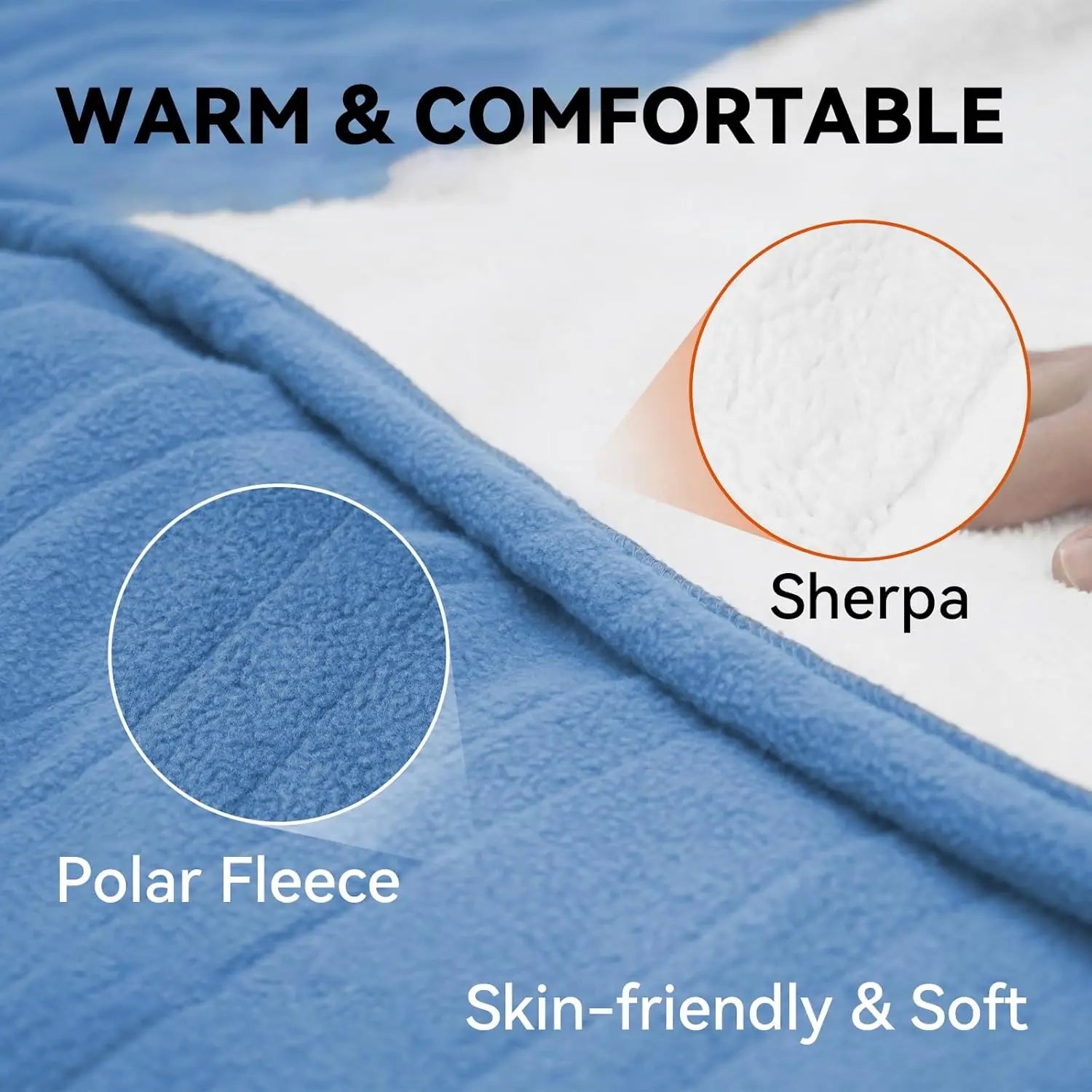Twin Size Electric Heated Blanket – 10 Heat Levels, Auto-Off, Machine Washable, Blue Electric Heated Blanket Peaceful Pleasures Health and Wellness