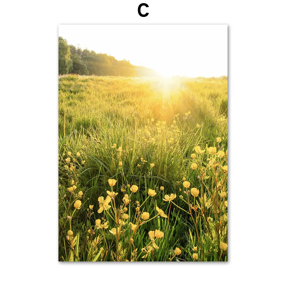 Spring Floral Canvas Wall Art | Modern Botanical Living Room Print