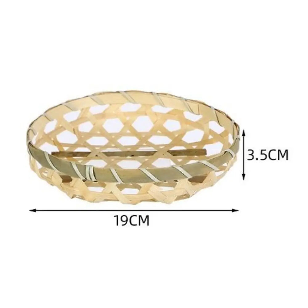High Quality DIY Handmade Weaving Bamboo Basket Round 4 Styles Rice Fruit Bread Basket Kitchen Storage Basket Daily Use Storage Peaceful Pleasures Health and Wellness