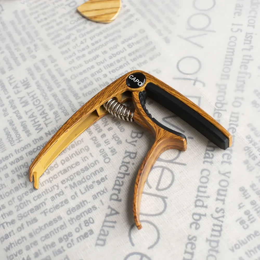 Personalized Metal Guitar Capo | Engraved Wood Grain Gift