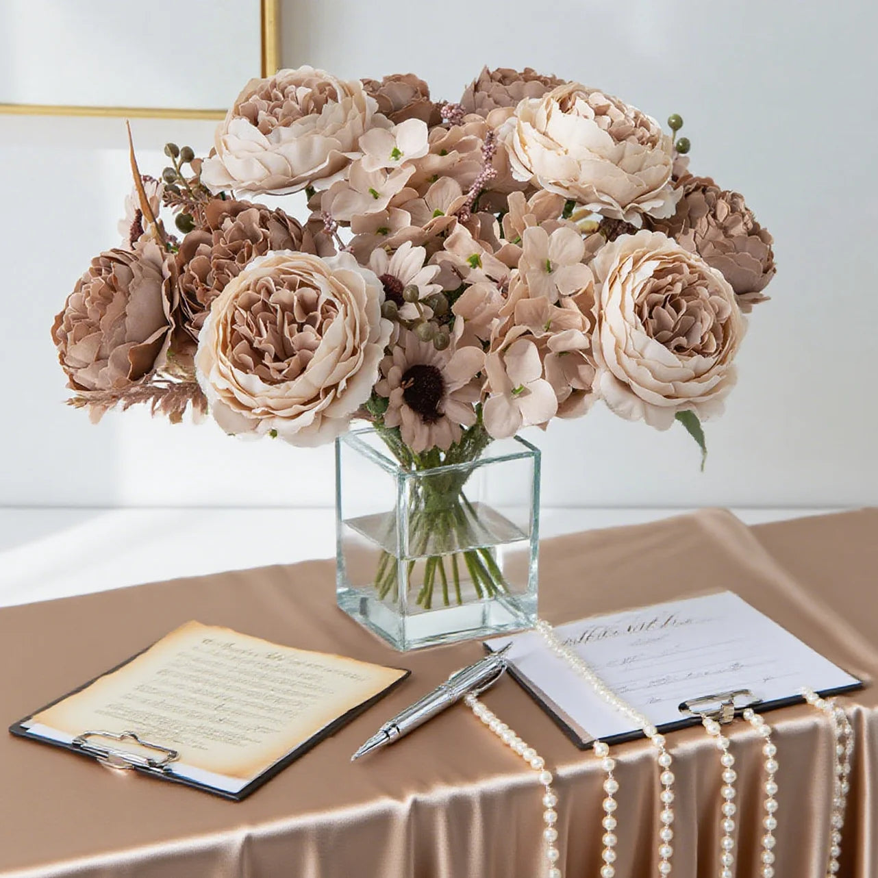 Artificial Silk Persian Peony Bouquet | Wedding & Home Decor