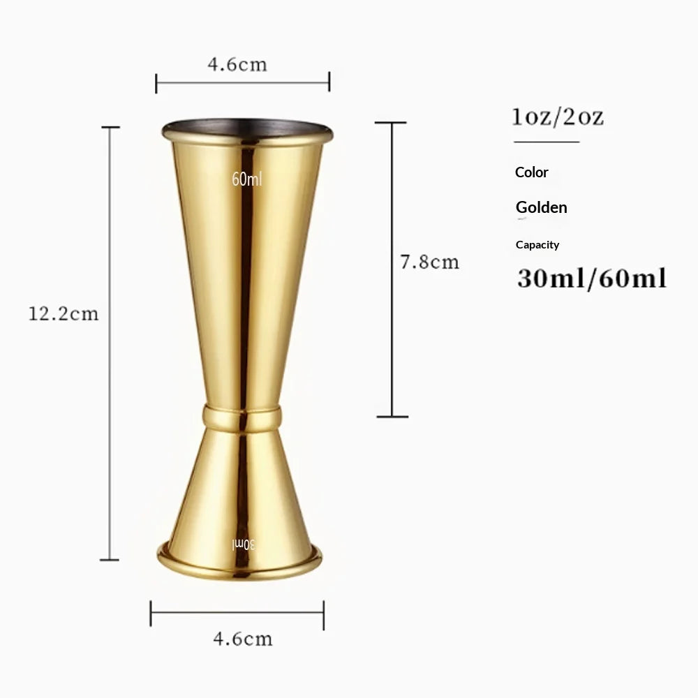 2026 New Dual Shot 304 Stainless Steel Measure Cup Cocktail Shaker Drink Spirit Measure Jigger Kitchen Bar Barware Tools Peaceful Pleasures Health and Wellness Champagne Gold