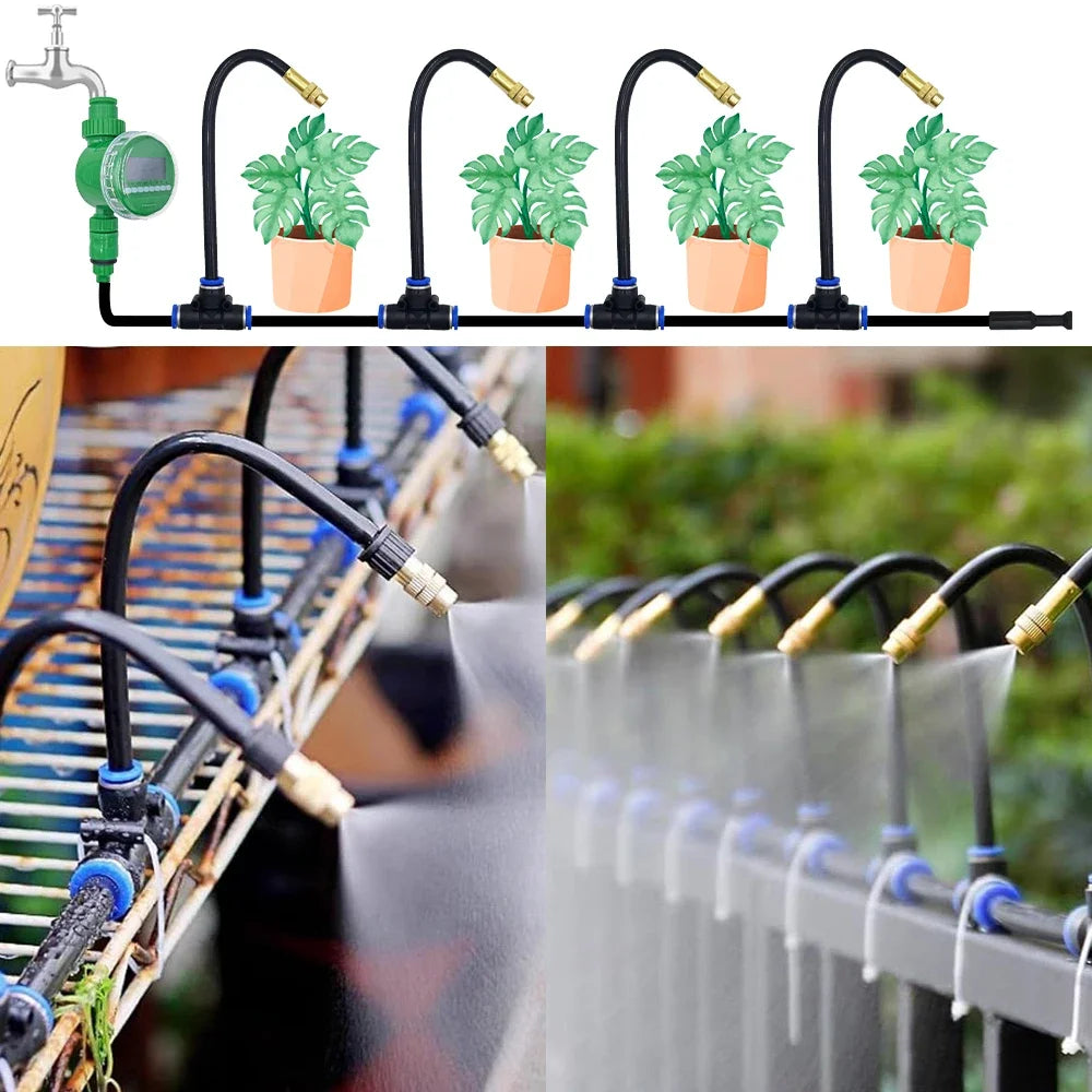 DIY Free Bending Universal Spray Kit For Greenhouse Garden Flowers Plant Watering Irrigation Patio Misting Cooling Peaceful Pleasures Health and Wellness