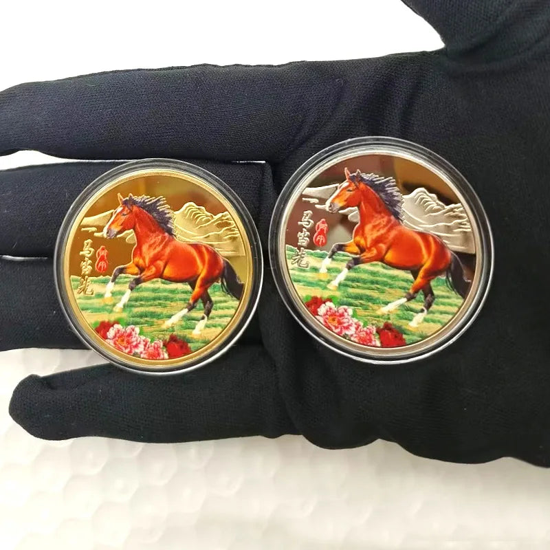2026 Year of the Horse Commemorative Coin 40mm Gold & Silver