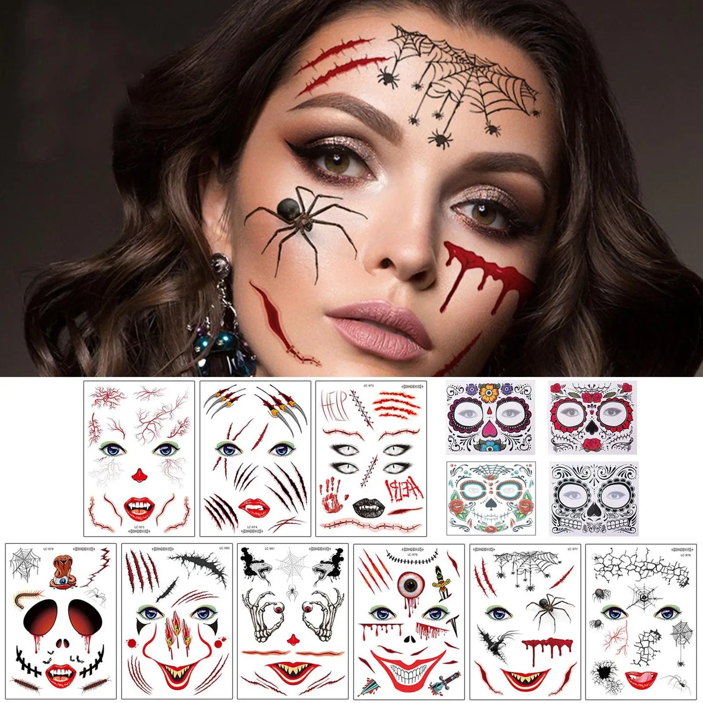 Halloween Skull Face Temporary Tattoo Stickers – Day of Dead