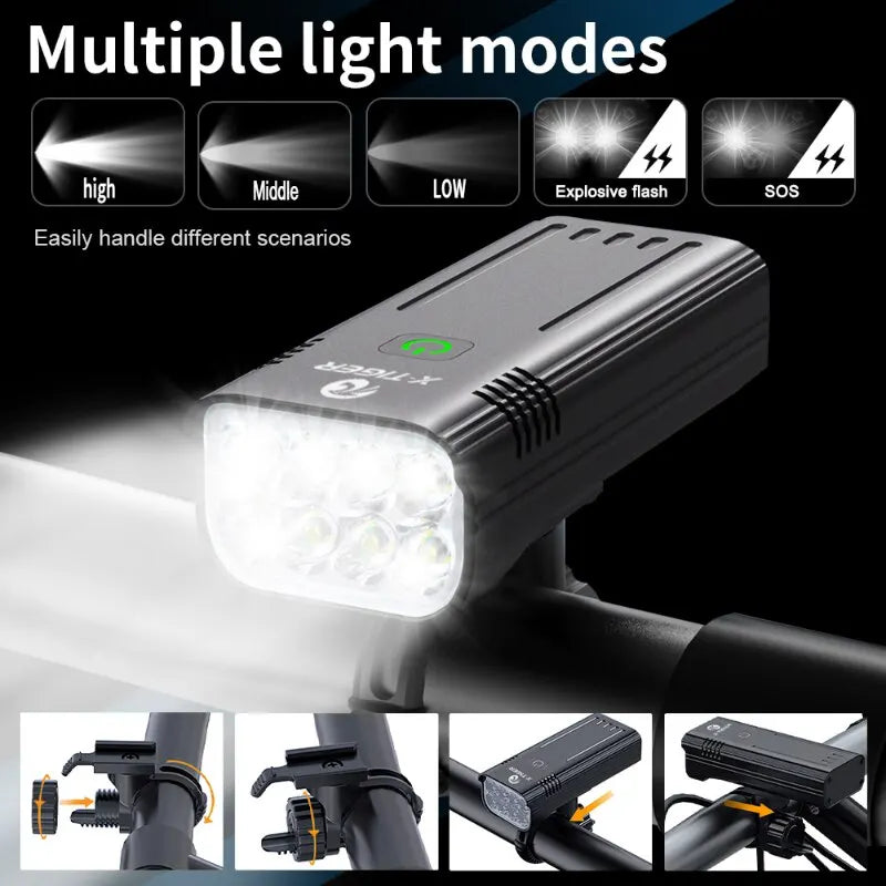 X-TIGER USB Rechargeable Bike Light – 1600 Lm, IPX6 Waterproof