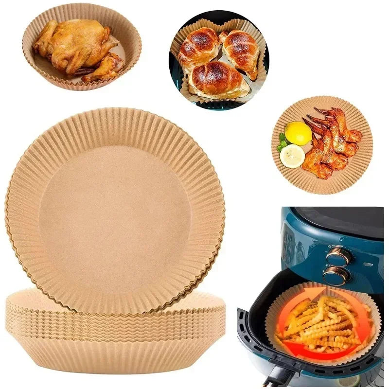 Air Fryer Parchment Paper Liners | Non-Stick, Oil-Proof 50/100 Pcs