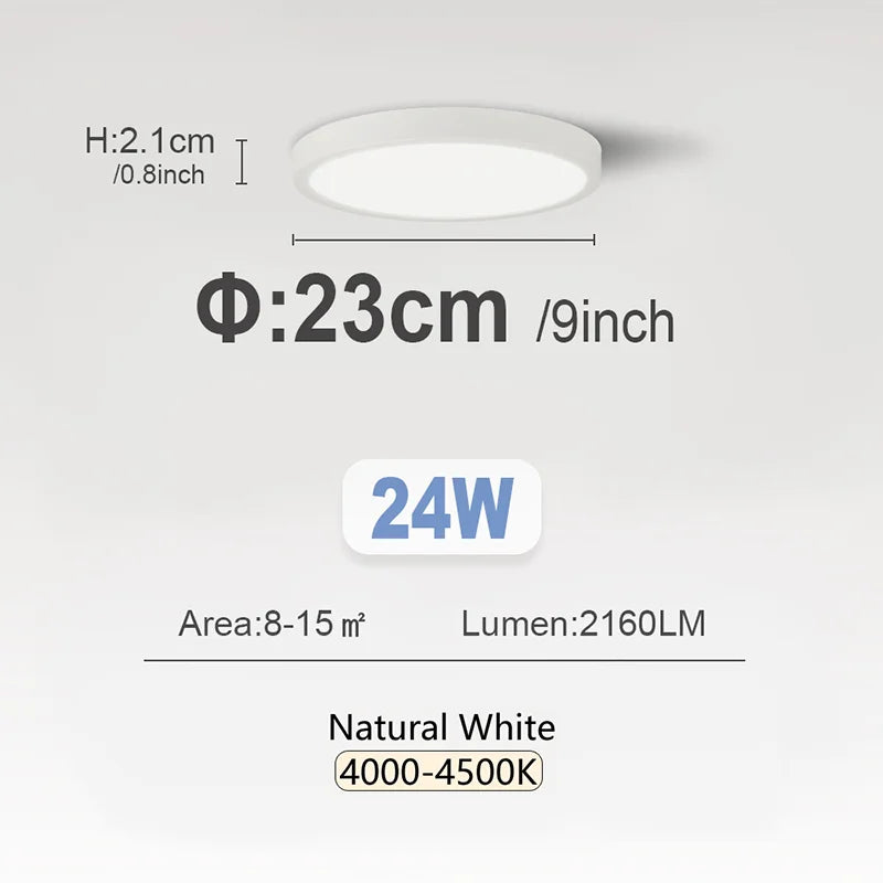RUNTOIN 24W/28W Ultra-Thin Round LED Ceiling Light Panel