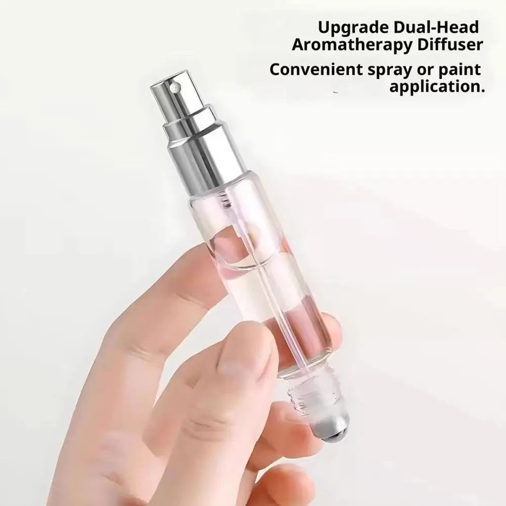 Dual-End 10ml Refillable Glass Bottle – Sprayer & Roller Top