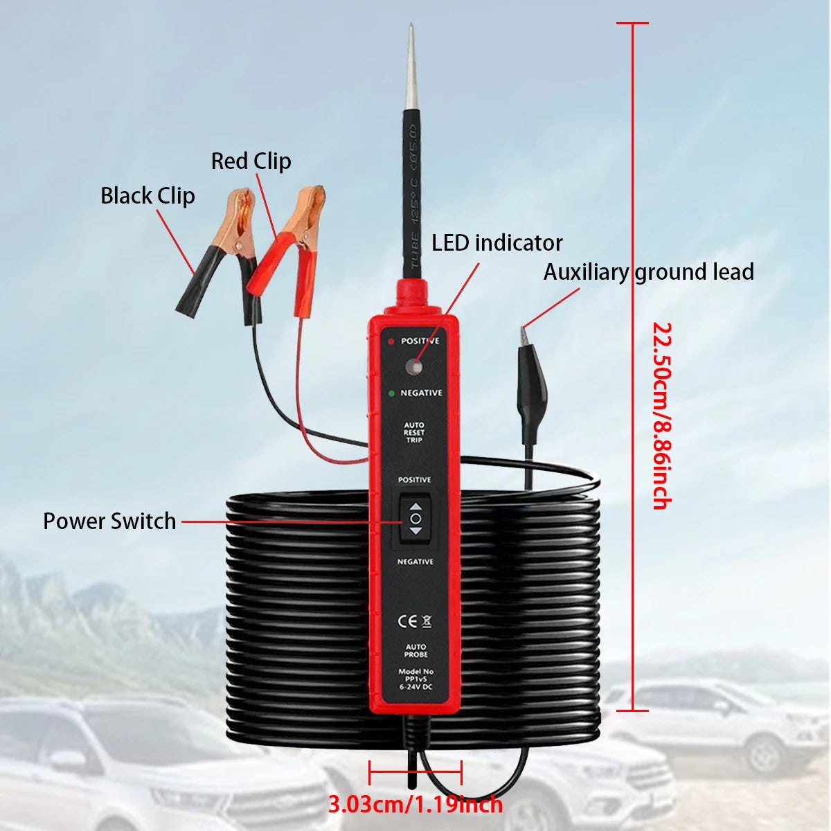 All-In-One Automotive and Motorcycle Circuit Tester: 6-24V Voltage, Led Display and Buzzer Notification, Abs Material, No Batteries Required, Motorcycle Circuit Tester | Lighting Test Results Show | Durable Construction, Peaceful Pleasures Health and Wellness