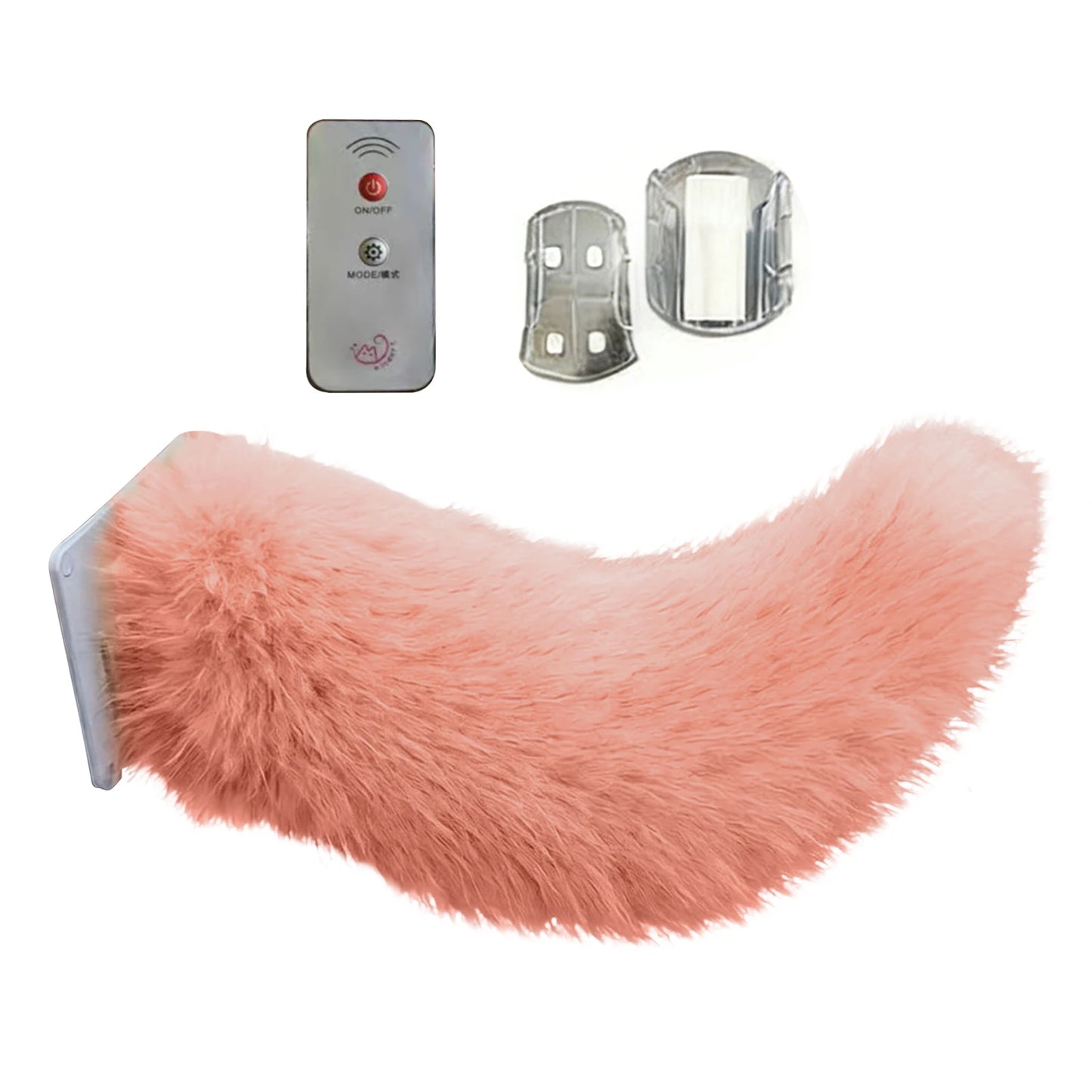Electric Fluffy Tail For Car Decoration Sound/Remote Control Dynamic Plush Animal Tail With Buckle USB Rechargeable Accessory Peaceful Pleasures Health and Wellness tangerine pink