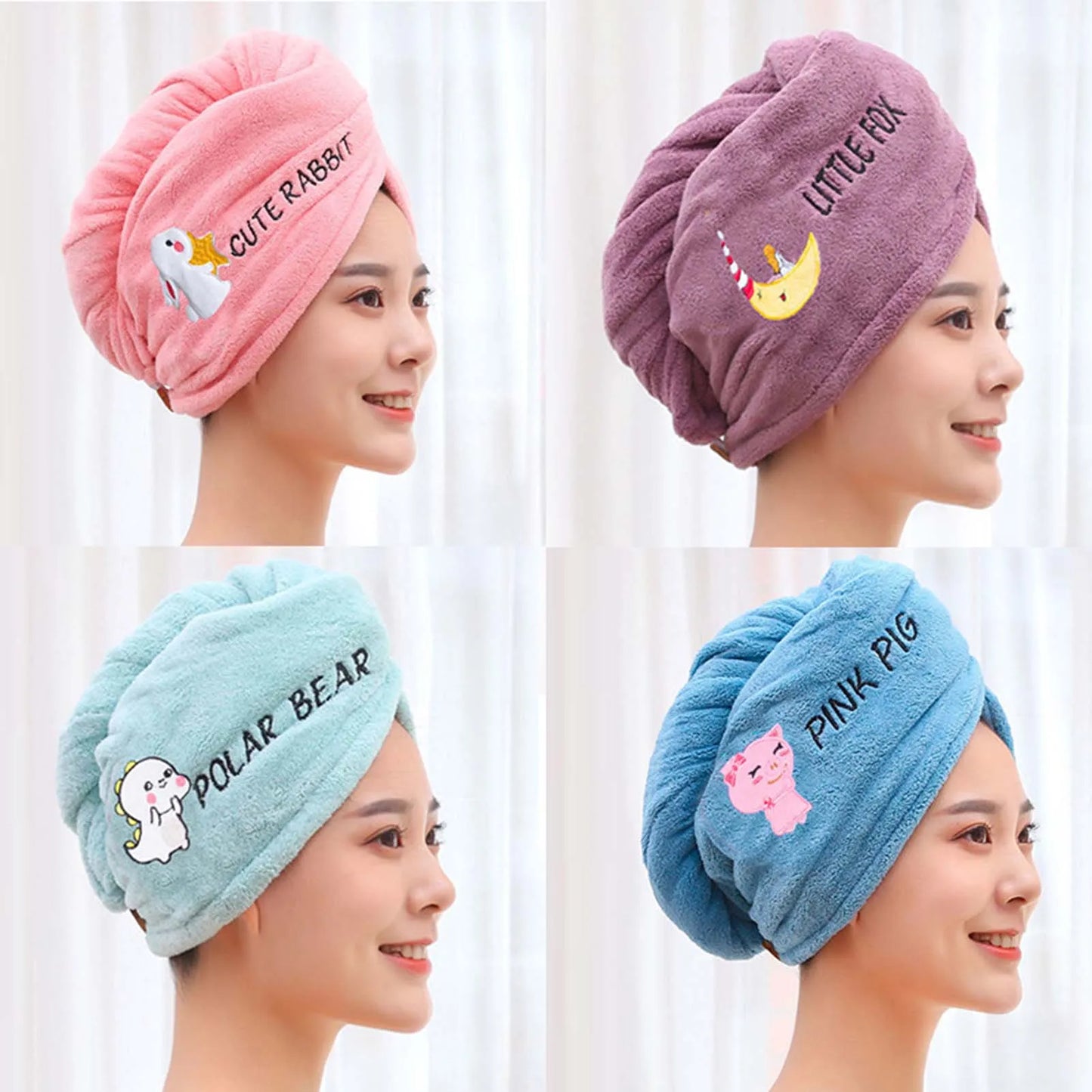 Coral Fleece Womens Hair Towel Cap Thick Bath Hat Super Soft Quick Dry Towel With Embroidery For Home Spa And Travel Peaceful Pleasures Health and Wellness