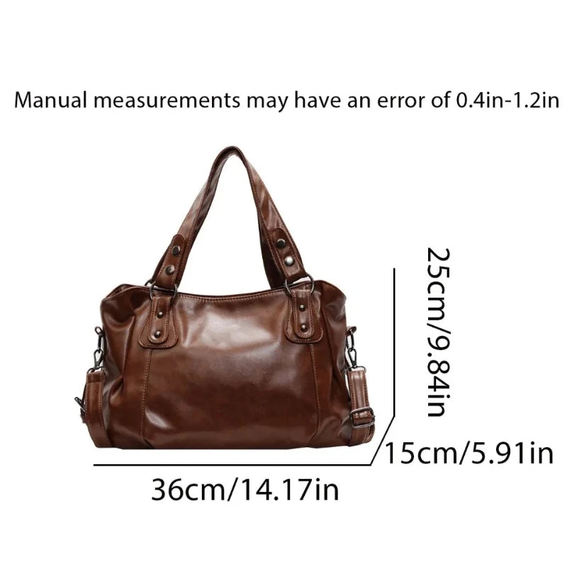 Large Capacity Vintage European American Style Tote Bag Women Shoulder Crossbody Handbag Fashion Casual Commuter Top Handle Bag Peaceful Pleasures Health and Wellness
