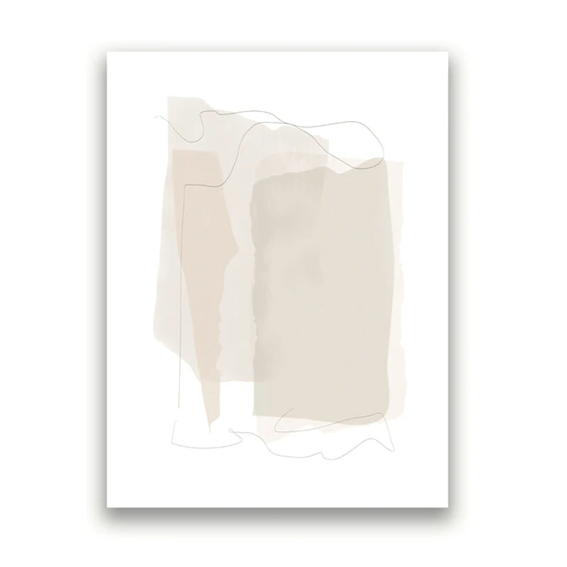 Watercolor Abstract Canvas Wall Art | Pastel Boho Beige Gray