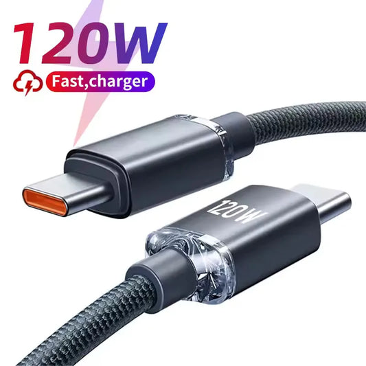 120W USB-C Fast Charging Cable 6A Nylon Braided | Multi-Device USB-C Charging Cable Peaceful Pleasures Health and Wellness