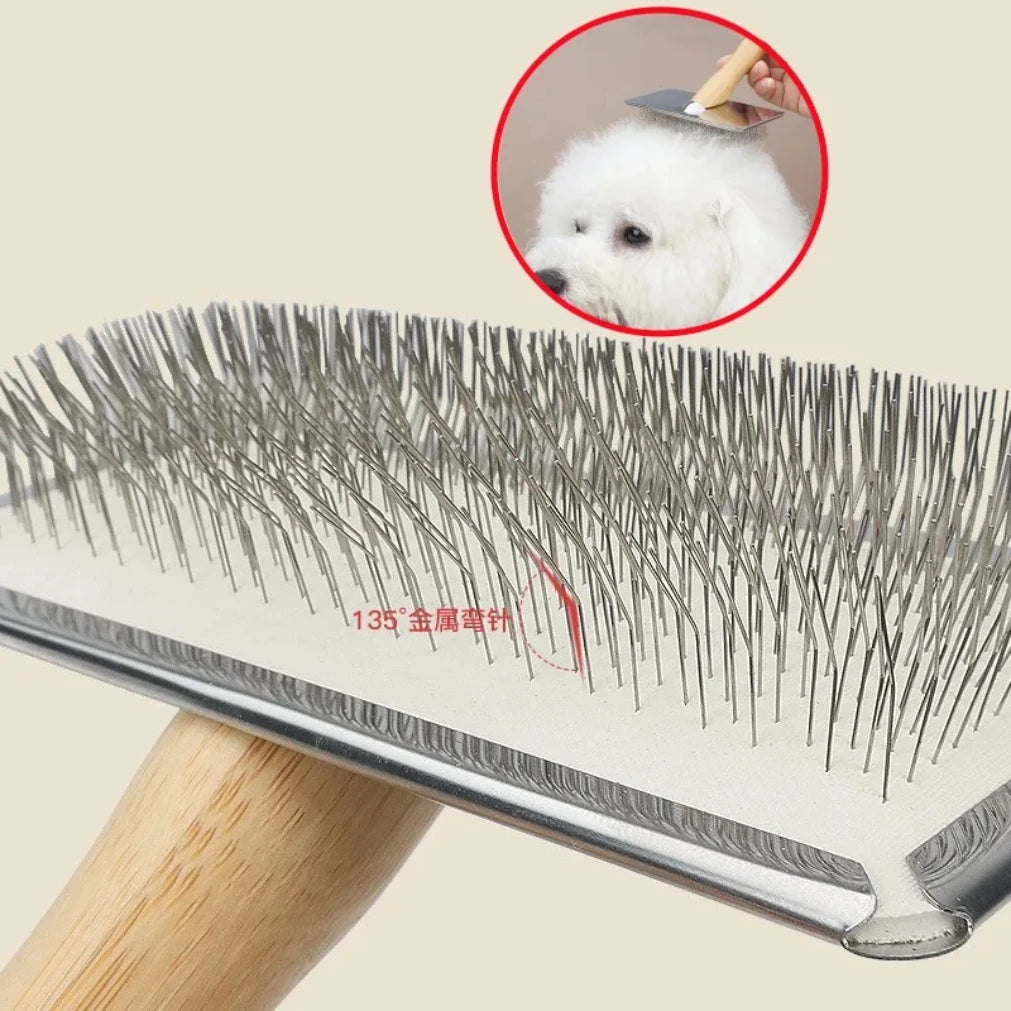 Bamboo & Steel Pet Grooming Comb for Dogs & Cats | Detangler