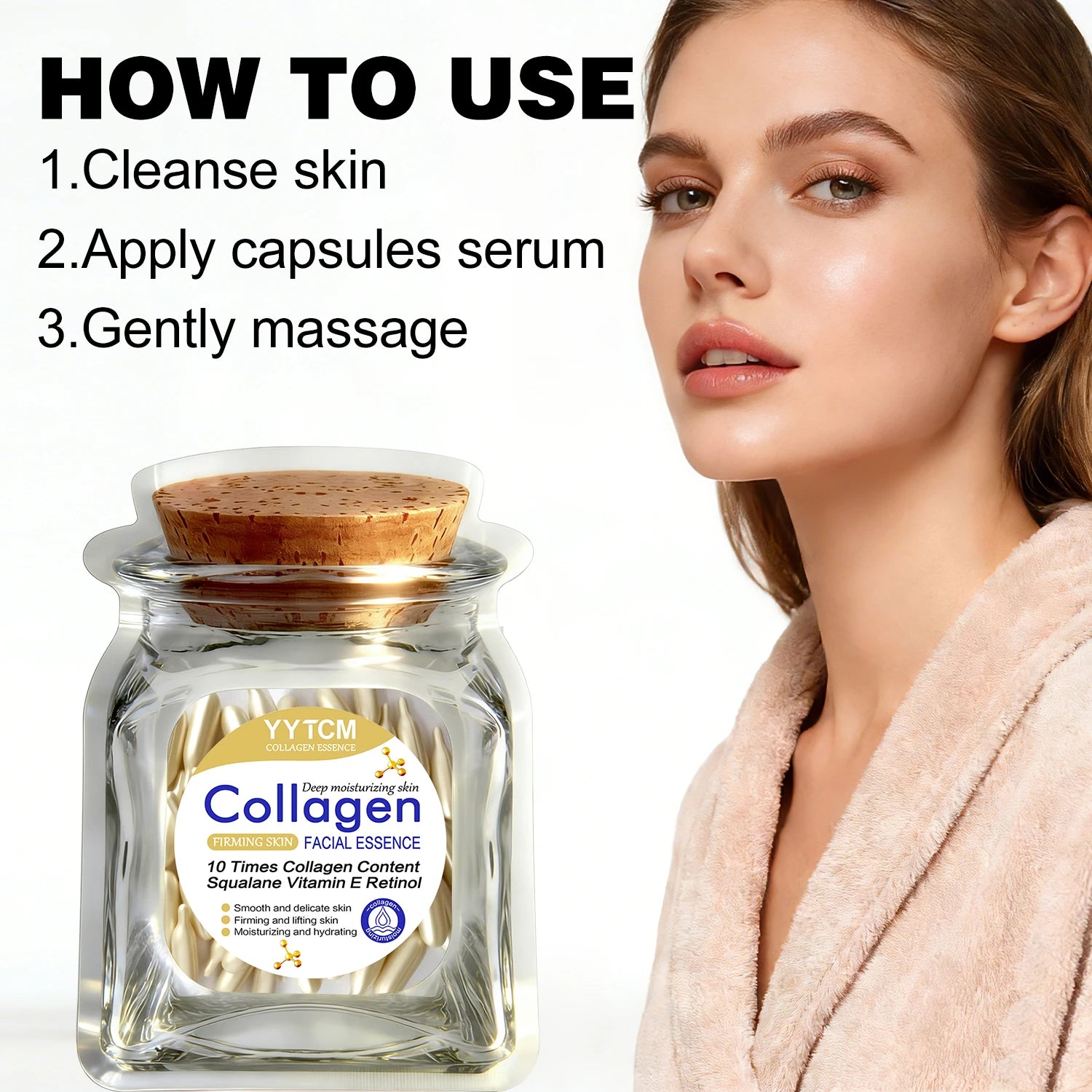 Collagen Firming Capsule Essence Moisturizes Hydrates And Smooths The Skin. With Squalane, Retinol 18/30/48/60/90/180 Capsules Peaceful Pleasures Health and Wellness